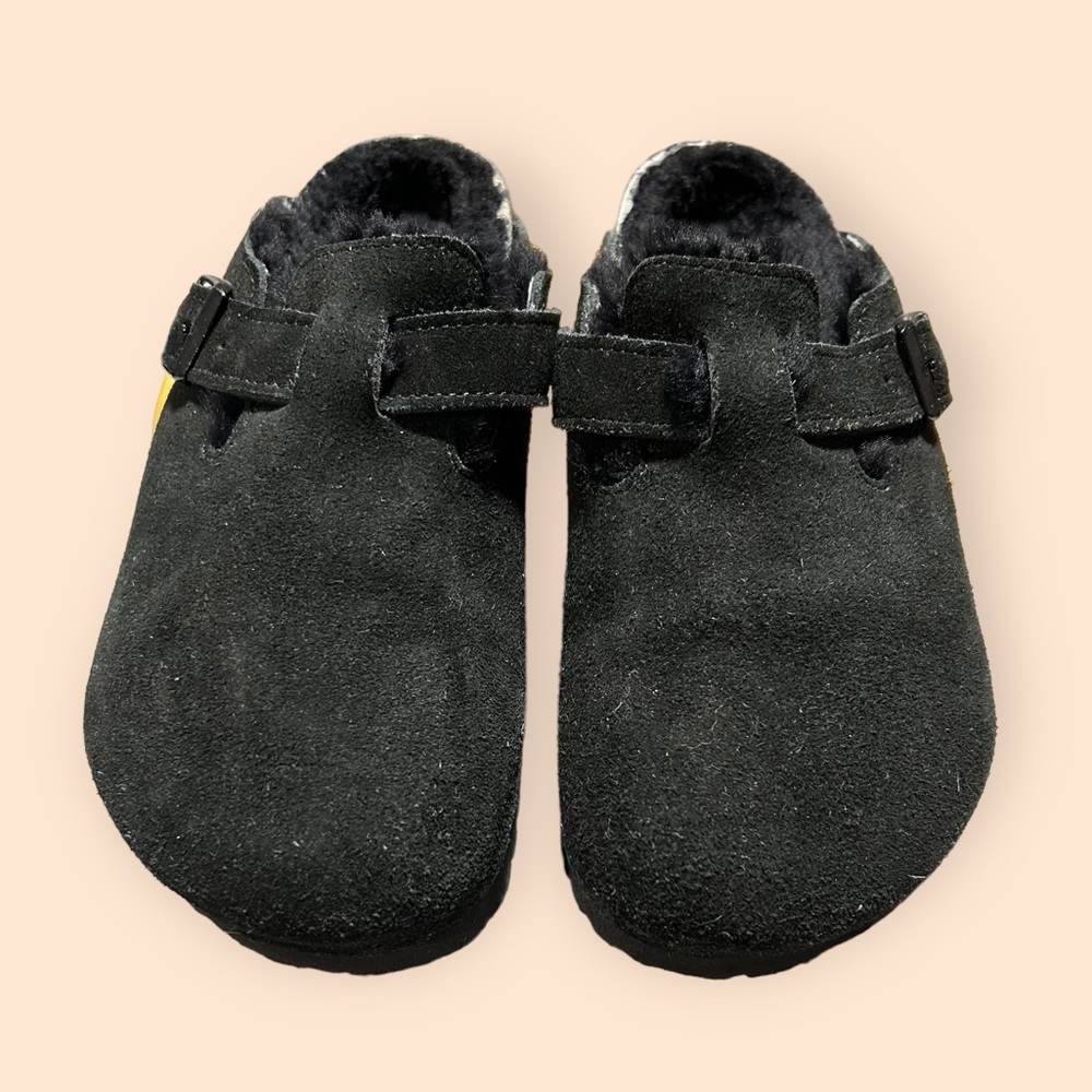 BIRKENSTOCK Boston Suede Shearling Clogs Slip On Size 37 US 6-6.5 EUC